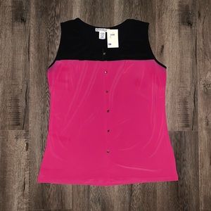 Hot Pink & Black sleeveless blouse